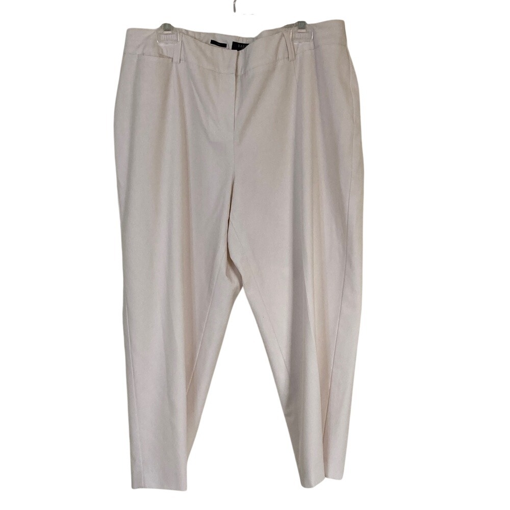 Talbots‎ Womens Classic Cream Trouser Pants Size 18W Stretch Tapered Crop Career